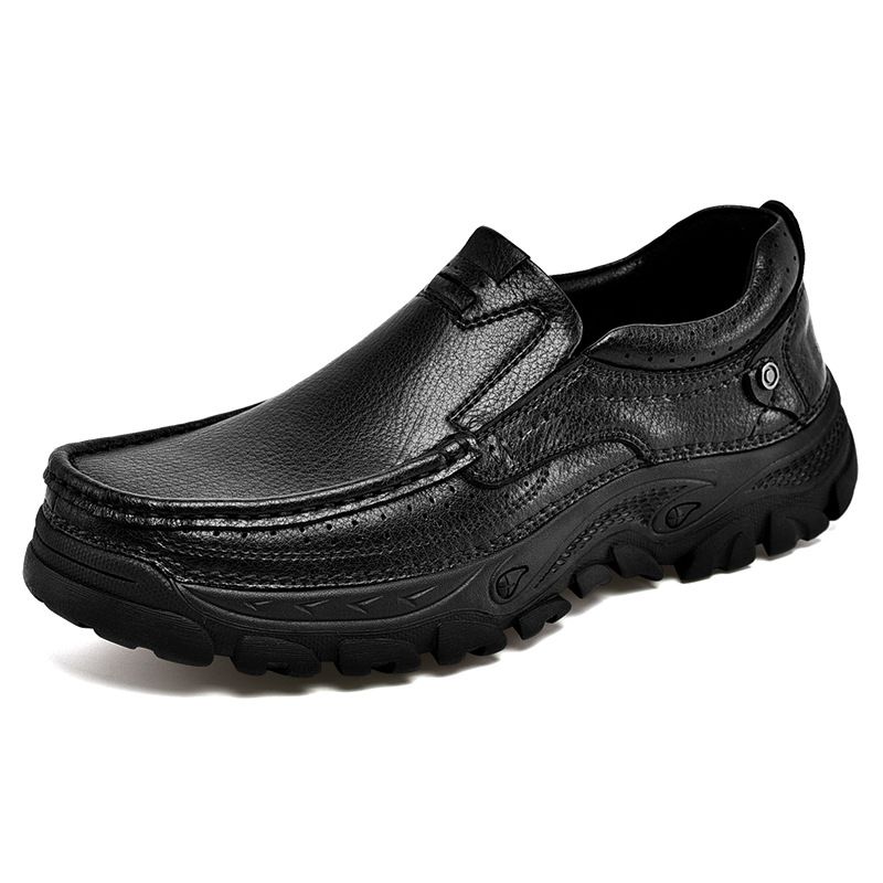 Men's Work Shoes, Summer Breathable Hollow Leather Shoes, Men's Genuine Leather Outdoor Sports Climbing Low-Top Casual S_vogvips.com