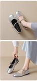 Silver Single Shoes Women's Flat French One-word Strap Ballet With Skirt Mary Jane Women's Shoes_vogvips.com