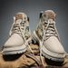 Men's British Style Martin Boots - Low Top Work Boots With Breathable PU Upper & Cushioned Insole For Winter & Spring (Khaki/Black/Gray, Sizes 39-48)_vogvips.com