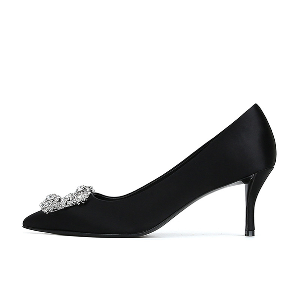 MTX Grape Mom Same Style Mut Have ~ Satin Shallow Mouth Square Buckle Flower Rhinetone Stiletto Heel Women' Wedding_vogvips.com