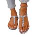 Cross-Border Foreign Trade Summer Clip-Toe Vacation Roman High-End Rhinestone Chain Beach Women's Flat Sandals Slippers_vogvips.com