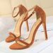 126-9 European And American Style Fashion Sexy Women's Sandals Thin Super Heel Suede Open Toe Strap Summer High Heels_vogvips.com