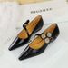 K Mary Jane Women S Single With Metal Decoration Shallow Mouth Pointed Toe Sloping Heel Low Order Shoe_vogvips.com