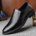 Men's Perforated Leather Breathable Low-Top Formal Slip-On Shoes_vogvips.com