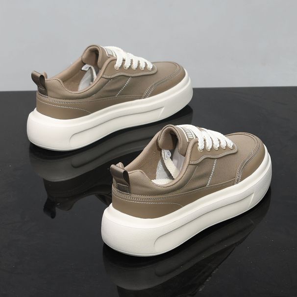 Men's Versatile Casual Sneakers Black Canvas Shoes Thick Sole Height Increasing Low Top Athletic Shoes New Summer Style_vogvips.com