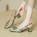 French Style Peep Sandal For Women, Chunky Heel, Summer 2025 Fairy Style, Open Back, Single Strap, Square Toe High_vogvips.com