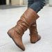 Women's Knee High Boots Round Toe Stacked Fold Flat Heel Western Riding Boots Winter Fashion Light Luxury Comfort Slouch High Riding Boots_vogvips.com