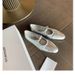 Cowhide Version~ Genuine Leather Wrinkled Flat Retro Granny Soft Sole Silver Mary Jane Women's Single Ballet Shoes_vogvips.com