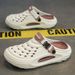 Men's Summer Dual-use Hooded Slippers For Outdoor Sports, Soft Soled Casual Sandals, Perforated Shoes_vogvips.com