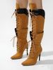 Women's Knee High Boots Pointed Toe Lace Up Stiletto Heel Shoes Motorcycle Dressy Party Luxury Fashion Winter Fall Boots_vogvips.com