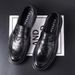 Leather shoes men business leather casual shoes spring new slip-on black leather shoes commuter men loafer shoes men_vogvips.com