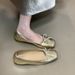 French Style Bow Flat Single Women's Shallow Ballet Granny Shoes Gentle Loafers_vogvips.com