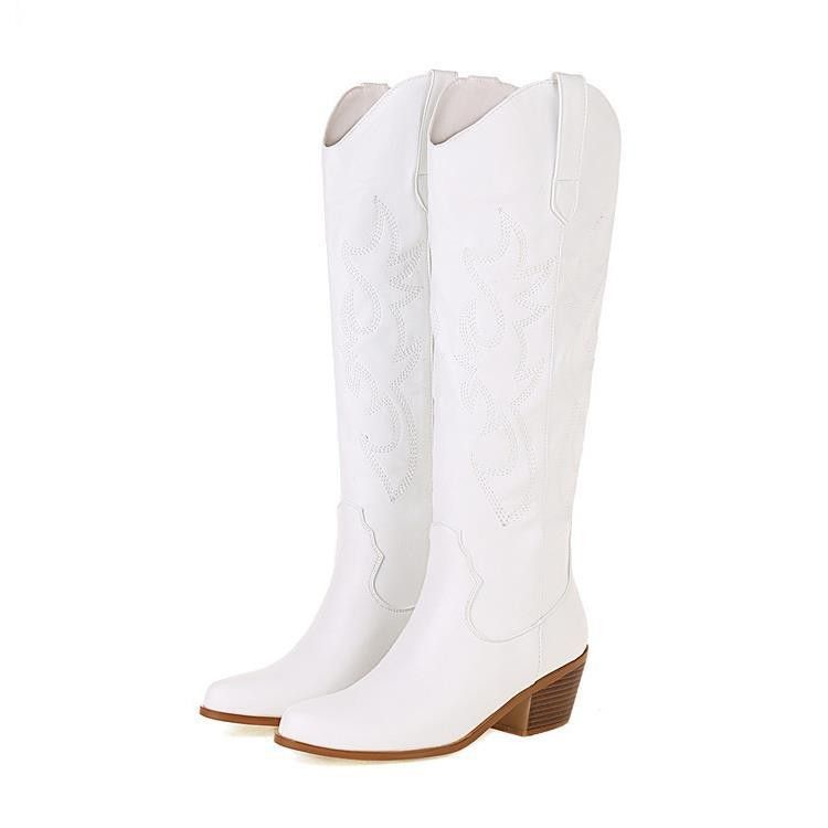2022 V-Mouth Western Cowboy For Women Heel Pointed Toe Riding Over-the-Knee Long Boots Slimming High Tube_vogvips.com