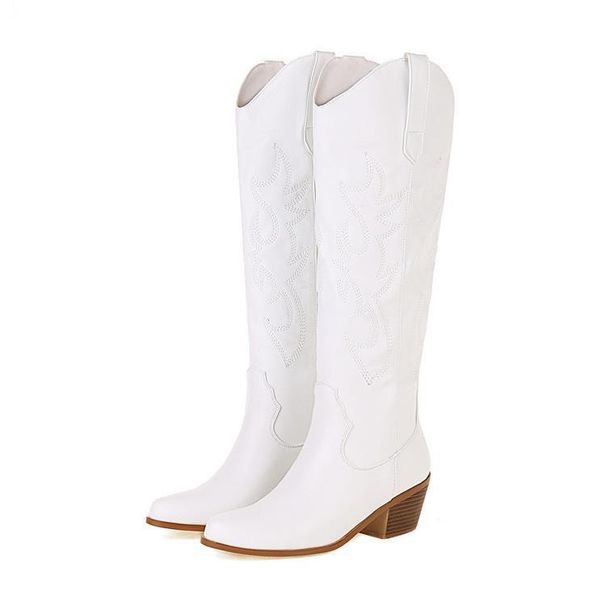 2022 V-Mouth Western Cowboy For Women Heel Pointed Toe Riding Over-the-Knee Long Boots Slimming High Tube_vogvips.com