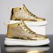 Men's Thick-soled High-top Shoes With Sequins Mid-top Street Dance Casual Sneakers Large Size Trendy_vogvips.com