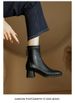 Women's Winter Boots Medium Boots 2025 New High Heel Short Boots Women's Brown Martin Boots Square Head Skinny Boots Thick Heel_vogvips.com