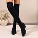 Women's Slimming Pointed Toe Over The Knee Sock Boots Mid Heel Elastic Plus Size Winter Style_vogvips.com