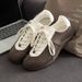 Super Popular Ballet Style German Training Shoes, Retro Lace Up Soft Soled Forrest Gump Shoes, White Shoes, Versatile Breathable Casual Board Shoes_vogvips.com