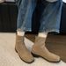 Women's Retro Suede Chunky Boots - Winter Stretch Ankle Boots With Back Zipper | Plush Lined | Slip-Resistant Thick Sole | Fashion Chelsea Boots_vogvips.com