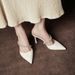 8189-1 High Heels Women's Single Shoes Thin Heel Pointed Closed Toe Half Slippers Outdoor French Style New Elegant_vogvips.com