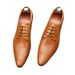 Italian Business Formal Embossed Leather Men's Pointed Handmade British Style Lace-up Derby Shoes_vogvips.com