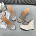 16CM Platform Sandals With CrissStraps & Jute Sole - Summer Wedge Shoes Comfortable Thick Sole Design, Available In Silver & Multicolor_vogvips.com