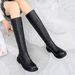 Cameido The Buckle Can Be Worn Twice Retro Rear Zipper Knight Boots For Women, Autumn And Winter Fleece Long Boots And High Boots_vogvips.com