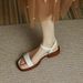 for Women Summer Flat Soft Sole Genuine Leather French Roman Shoes One-Strap Sandals Large Size 3542 Chunky Heel_vogvips.com