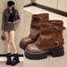 35-42 Large Shoes 41 To 43 Size Wide Fat Feet Sole Martin Women's Autumn And Winter Fashion Thick Heel Short Boots_vogvips.com