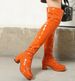 Women's Chunky Heel Round Toe Knee High Boots - Fashionable Winter & Autumn Boots In 7 Colors (White, Yellow, Red, Green, Black, Purple, Orange)_vogvips.com