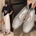 New V-mouth Crystal Jelly Shoes Fashionable, Versatile, Comfortable, Flat Bottom Single Shoes, Casual Sandals For Women_vogvips.com
