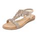 2024 Spring New Bohemian Round Toe Flat Bottom Water Diamond Large Women's Sandals_vogvips.com