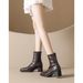 Weiwei Lady 6688-1 Silent Sole Elastic Slim Boots For Women, Autumn Chunky Heel Ankle Boots, Commuting Retro Black Boots_vogvips.com