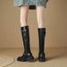 2024 Wasteland Round Toe Over-the-Knee Knight For Women, British Style Slimming Autumn Winter Versatile Chunky Mid-Heel_vogvips.com