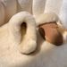 Casual Furry Slippers Women, Outdoor Wear, 2025 Autumn Winter, Flat Closed-Toe Half Slippers, Cowhide Wool Cotton Shoes,_vogvips.com