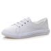 Women's Summer 2025 New Style Shallow Mouth Genuine Leather White Sneakers Flat Versatile Basic Two-Way Board Shoes_vogvips.com