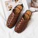 Unique Handmade Woven Closed-Toe Sandals For Women, New Summer Hollow Breathable Casual Elastic Strap Roman Shoes_vogvips.com