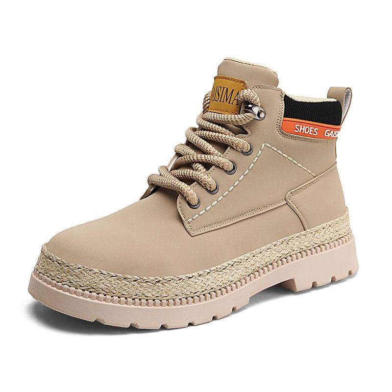 Men's Casual Martin Boots Chunky Sole Height Increasing Ankle Boots Round Toe Fashion Work Boots For Men_vogvips.com