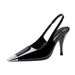 Rose Park Chae-young's Same Style High-heeled Patent Leather Black Square-toed British-style Closed-toe Sandals For_vogvips.com