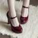 Waterproof Platform Red High Heels Women 2025 Spring New Style Elegant Sexy Chunky Heel Pointed Toe Mary Jane Shoes_vogvips.com