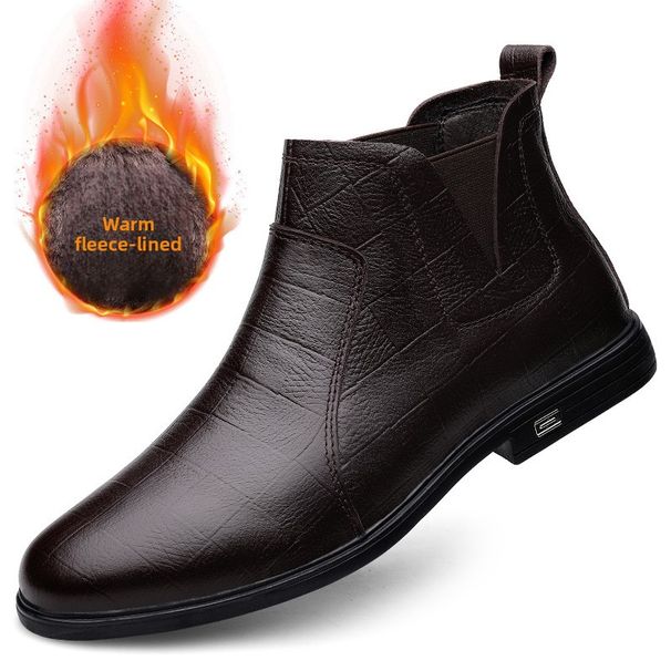 Men's Head Casual Men's Leather Boots Sleeve Breathable Martin Boots Flat Heel Leather Boots Men's Shoes_vogvips.com