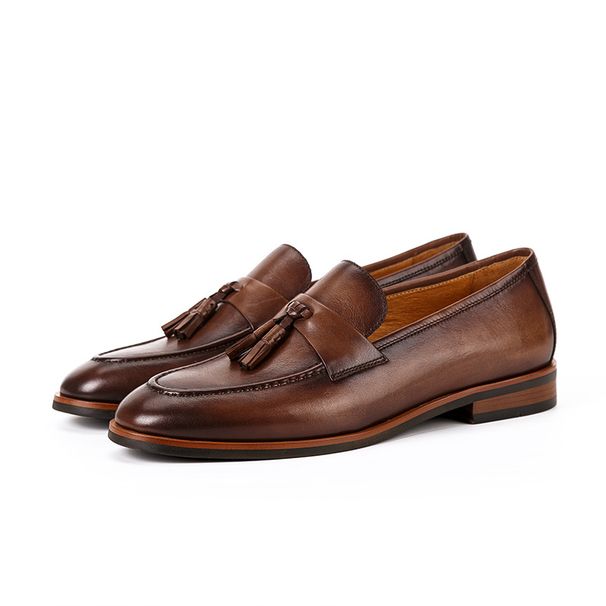 Summer High-end Round Toe Flowing Su Le Fu Business And Leisure, British St, One Foot Leather Shoes For Men, Men's_vogvips.com