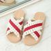 Women's Cross Strap Sandals Summer Ethnic Style Beach Flip Flops Indoor Outdoor Tassel Slippers_vogvips.com