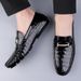 Loafu Single Shoes, Crocodile Pattern Men's Feet, Formal Men's Shoes, Doudou Leather Shoes_vogvips.com