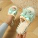 Foreign Trade Home Slippers Flat-bottomed Slippers Women's Outer Wear Bow Cotton Slippers Outer Wear Trend Non-slip Slippers_vogvips.com