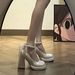 Women's High-heeled Leather Spring/autumn 2024 New Model, White French-style Wedding Shoes, Retro Chunky Heel, Thick_vogvips.com