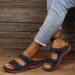 New Model : Large Size Retro Stitched Non-slip Round-toe Wedge Casual Slide Sandals For_vogvips.com