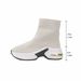 Women's Autumn Flyknit Casual Sock Boots Breathable Thick Sole Platform Slip-On Elastic Ankle Boots Plus Size Sports Style_vogvips.com