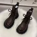 Black Smooth Leather Platform Combat Ankle Side Zipper Lace Up Chunky Lug Sole Short Boots For Women_vogvips.com