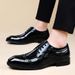Euro Step Large Size Leather Pointed Toe Wedding Men's Brogue Suit Carved Gentleman Business Formal Casual Shoes_vogvips.com